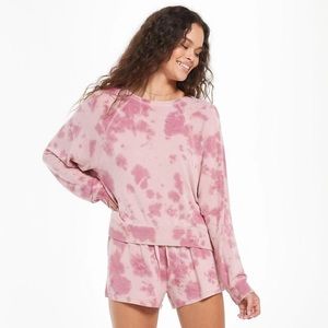 Z Supply Sleep Over Tie Dye Sweatshirt and Short Set
